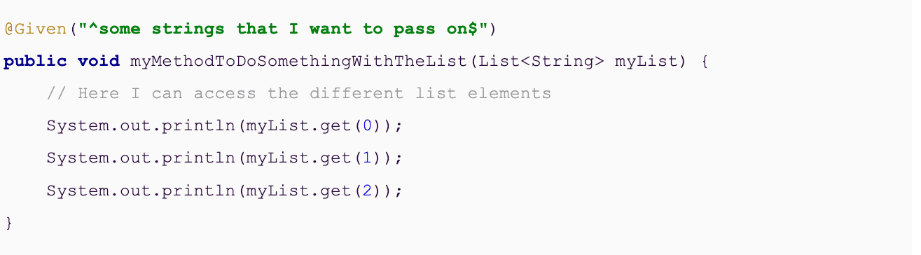 code snippet explaining cucumber data tables in java